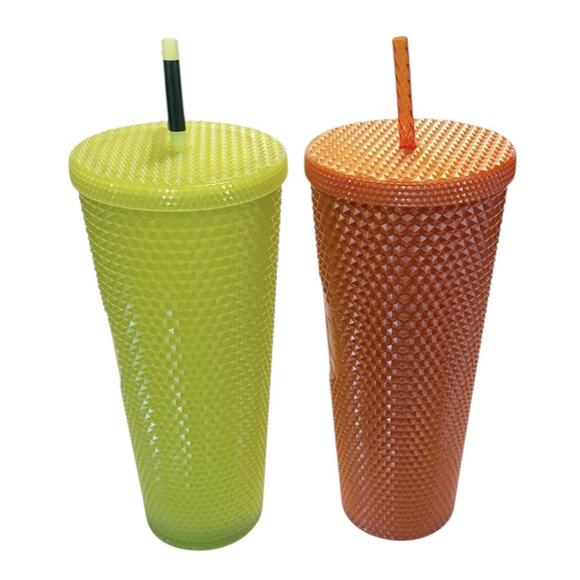 New Starbucks Fall 2022 Orange Bling & Green Glow-in-the-Dark Studded Cold Cups - Picture 4 of 12